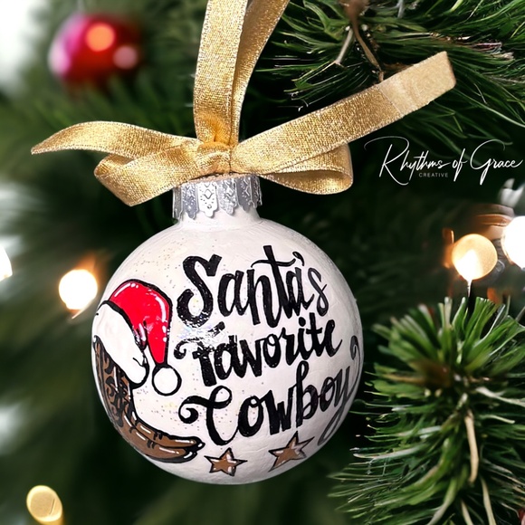 Santa's Favorite Cowboy Holiday Ornament - Saddle Up for a Country Christmas! - Picture 1 of 12